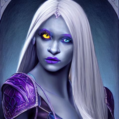 Prompthunt Portrait Of A Female Fantasy Drow Dark Elf With Large