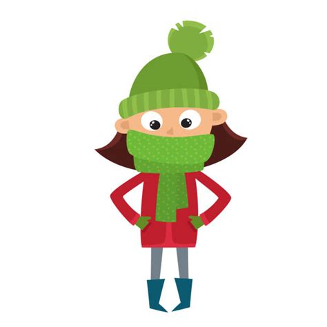 Isolated Cute Cartoon Girl Wearing Warm Winter Clothes Illustrations