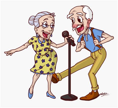 Cartoon Singing Old People Clipart Png Download Old People Singing