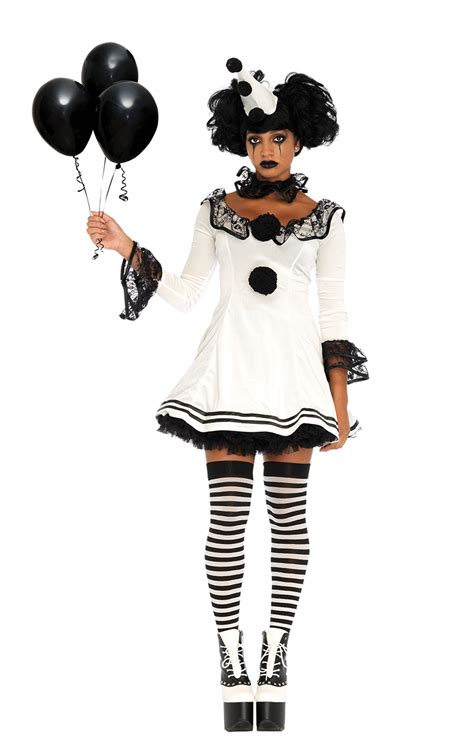 Women Pierrot Clown Halloween Costume Angels Fancy Dress Warehouse