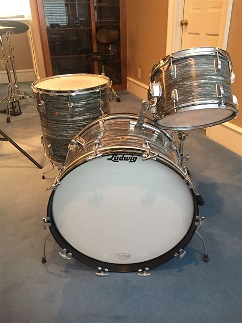 Vintage Ludwig 1960s Blue Oyster Pearl 4 Drum Set Made Reverb