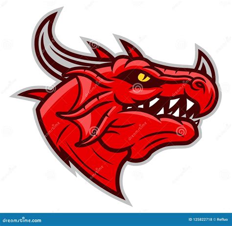 Red Dragon Head Mascot Stock Vector Illustration Of Danger 125822718