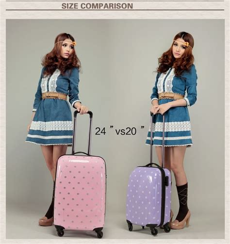 Fashion Girl Luggage Suitcase Trolley Bag Rolling Wheel With Polka Dot