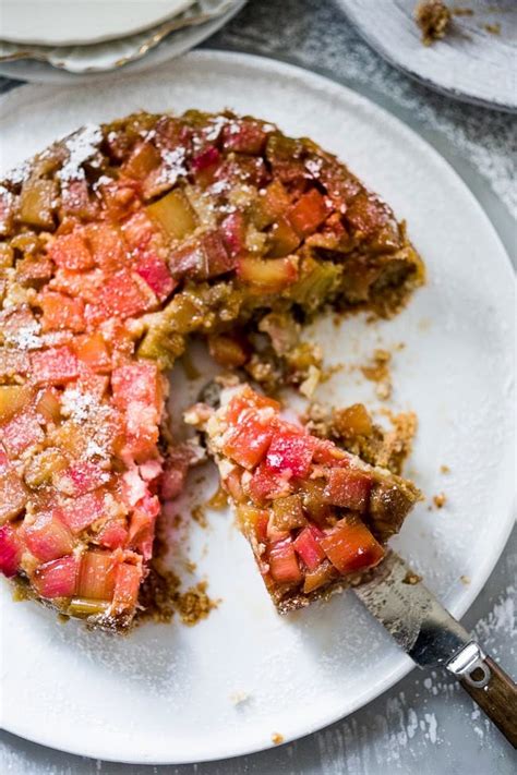 Upside Down Rhubarb Cake Gf Made W Almond Flower Feasting At Home
