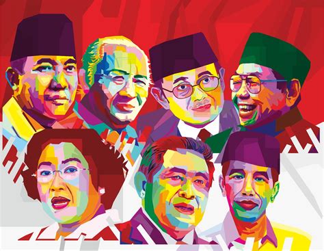 7 Presiden Indonesia Wpap Popart Portrait Illutration Presiden