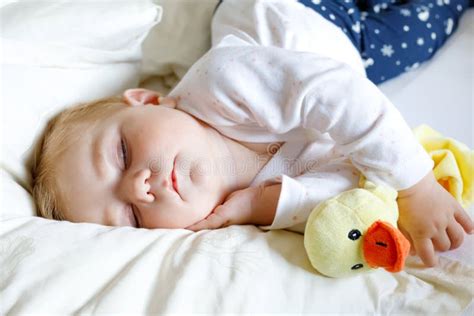 Cute Adorable Baby Girl Of Months Sleeping Peaceful In Bed Stock Photo Image Of Love