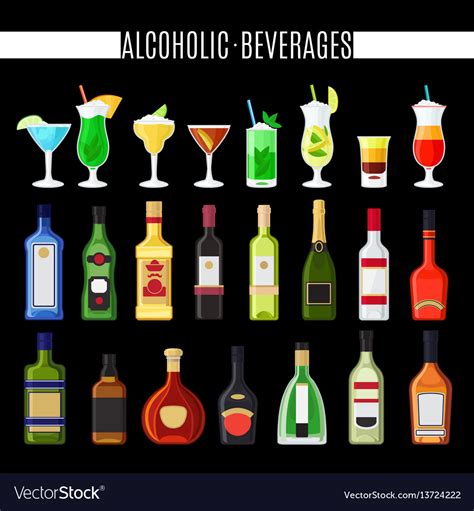 Alcoholic Beverages Icons Set Royalty Free Vector Image