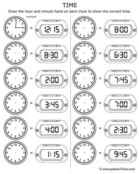 Telling Time Digital Clock Worksheets