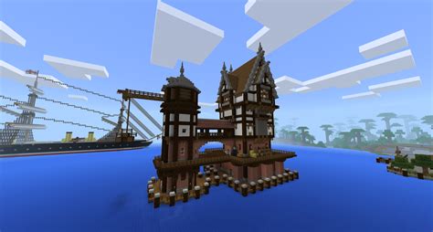 In diesem tutorial für ein mittelalterliches haus könnt ihr nahrung anbauen, essen, schlafen uns chillen. Minecraft mittelalter Hafen | Minecraft mittelalter ...