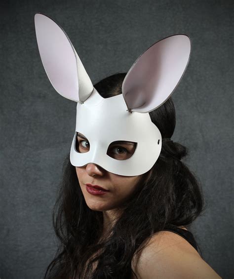 bunny leather mask in white leather mask mask leather