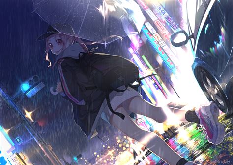 Anime Girl With Umbrella In Rain Wallpaper Hd Anime 4k