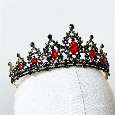 black crown gothic headdress gorgeous queen crown red crystal etsy