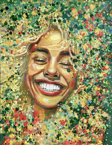 Happy Woman Colorful Portrait Painting By Julia Brinkfrau Saatchi Art