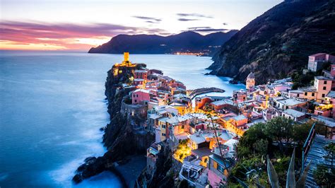Coastal City Coast Sea Mountains Vernazza Italy 4k