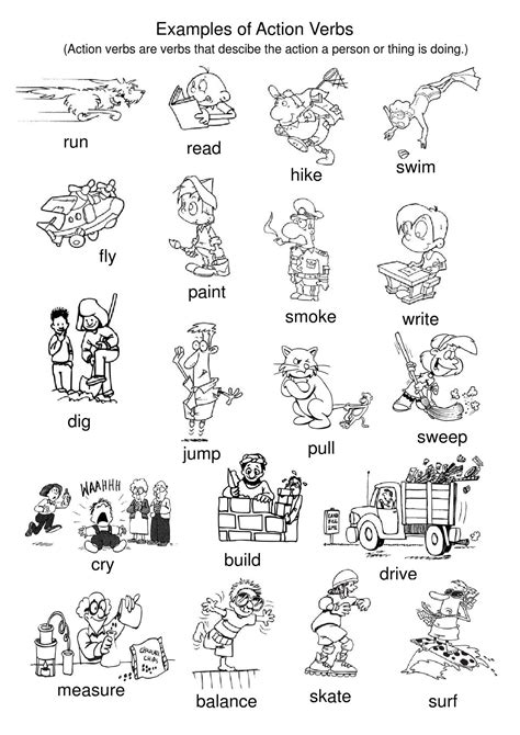 Examples Of Action Verbs Visual Motor Activities Personal Pronouns