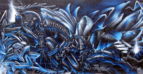 Blue Wildstyle Graffiti Stack Street Art In Wall Digital Graffiti