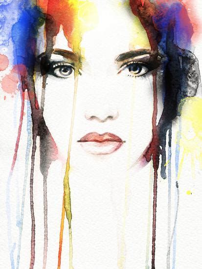 Woman Portrait Abstract Watercolor Art Print By Anna Ismagilova