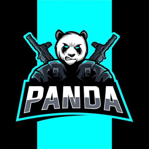 Panda Mascot Esport Logo Design Premium Vector