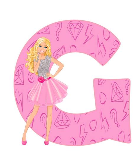 The Letter G Has A Barbie Doll In It S Skirt And Is Pink With Letters