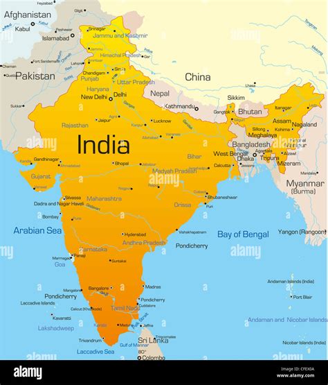 Vector Map Of India Country Stock Photo Alamy