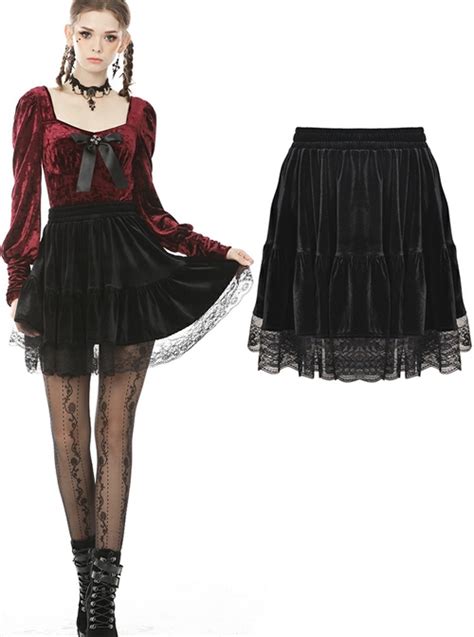 Gothic Daily Easy Matching Black Velvet Short Skirt Magic Wardrobes