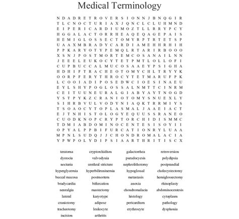 Chapter 1 12 Medical Terminology Word Search Wordmint Word Search