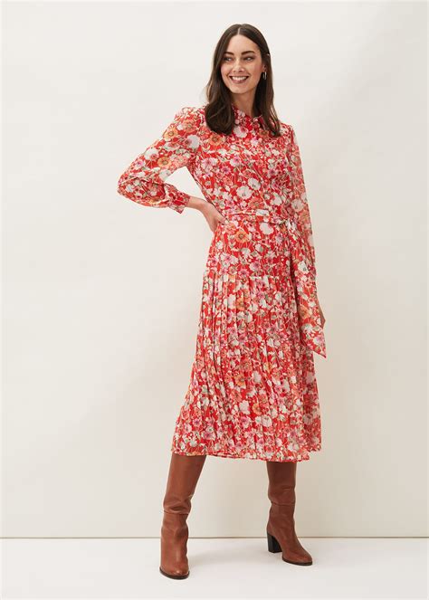 Lottie Pleated Floral Shirt Dress Phase Eight