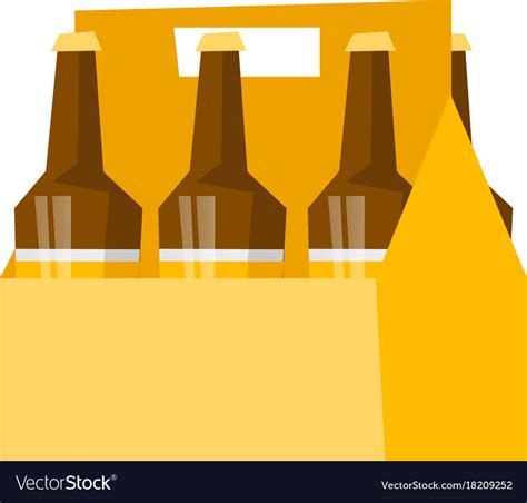 Six Pack With Bottles Of Beer Cartoon Royalty Free Vector