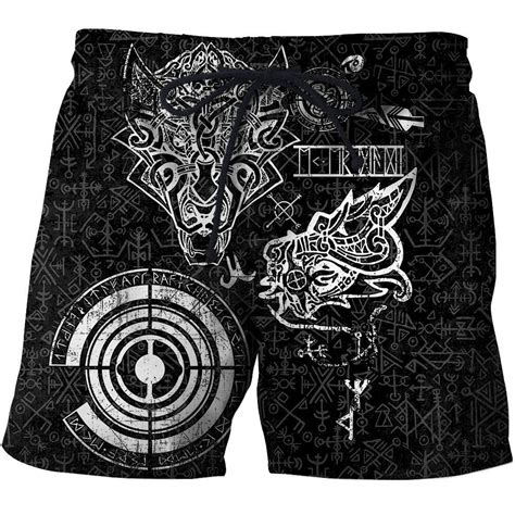 Fenrir And Nidhogg Viking Tattoo All Over Printed Us Size Men Beach