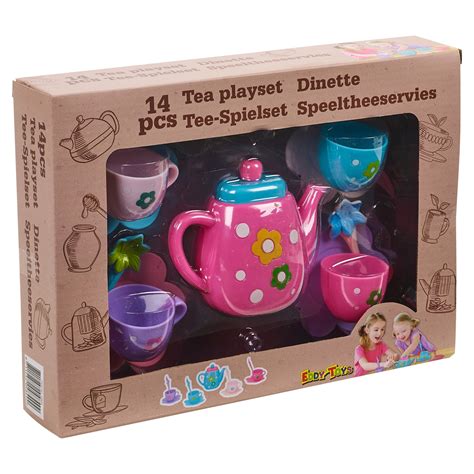 Childrens 10 Pcs Tea Set Toy Teapot Cups Saucers Pretend Role Play Food