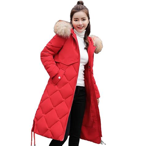 Winter Down Cotton Jacket Women Parkas Long Coat Fashion Fur Collar