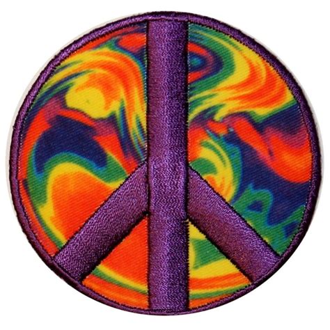 Psychedelic Hippie Peace Sign Patch Tie Dye Badge Embroidered Iron On