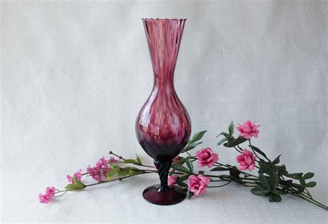 Empoli Amethyst Footed Vase Midcentury Venetian Art Glass Etsy Venetian Art Glass Art Vase
