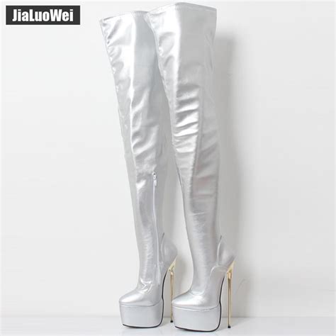 Buy Thigh High Platform Boots Jialuowei Women Cm Extreme High Heel Gold Metal Heel Sexy Fetish