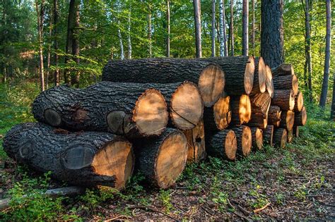 Tree Forest Nature Tree Trunks Wood Logs Sloping Trees Timber