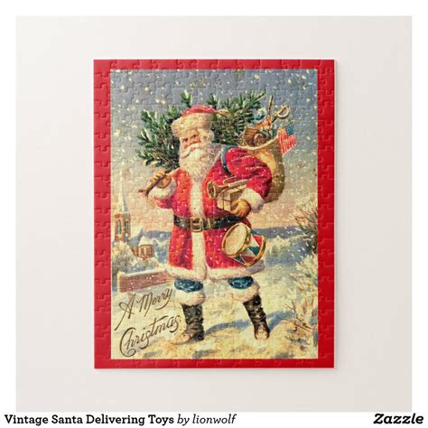 Vintage Santa Delivering Toys Jigsaw Puzzle Vintage