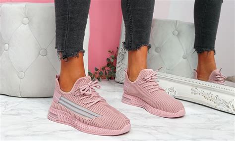 Womens Knit Style Laced Running Shoes Groupon