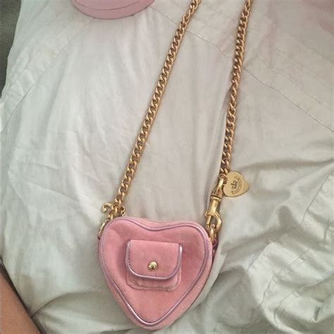 Juicy Couture Gold Chain Pink Heart Bag Heart Bag Thick Gold Chain