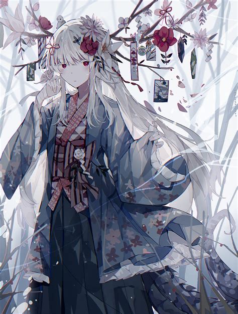 Anime Girl With Silver Hair And Red Eyes