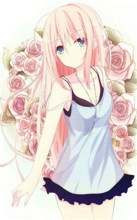 Cute Pinked Haired Anime Girl With Flowers Aиιмє