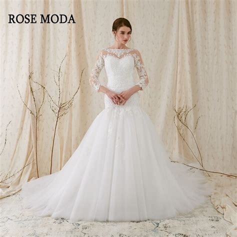 Buy Rose Moda Lace Mermaid Wedding Dress 2018 Long