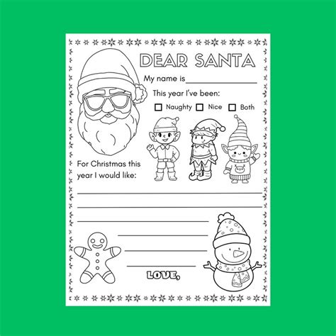 Letter To Santa Coloring Page Printable Santa Claus Letter Etsy Australia