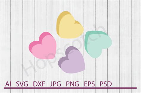 Candy Hearts SVG, Candy Hearts DXF, Cuttable File By Hopscotch Designs
