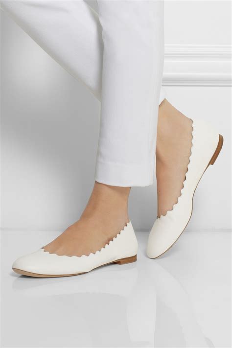 Lyst Chloé Lauren Leather Ballet Flats In White