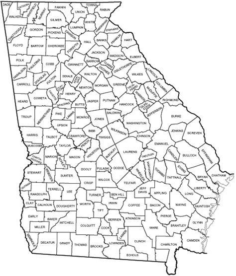 Georgia Counties Ga Usa County List