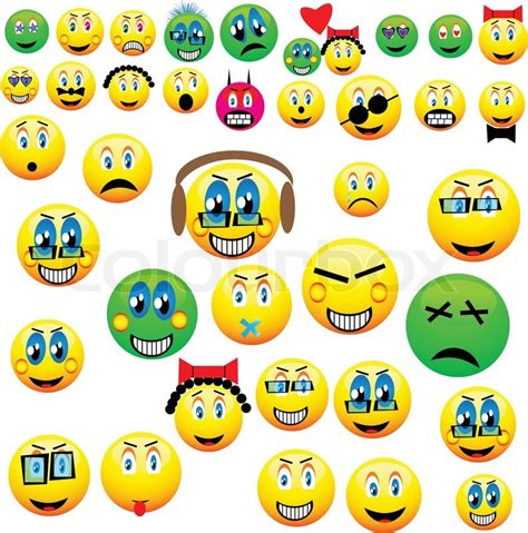 Many Emoticons Stock Vector Colourbox