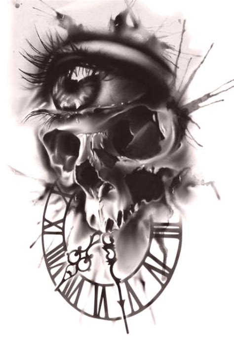 10 Astonishing Skull Clock Tattoo Drawing Image Hd