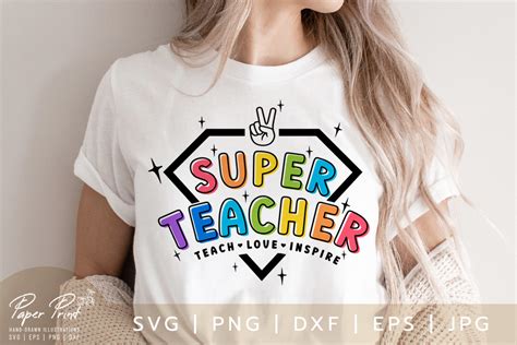 Super Teacher Svg Png Digital Download Graphic By Paperprint