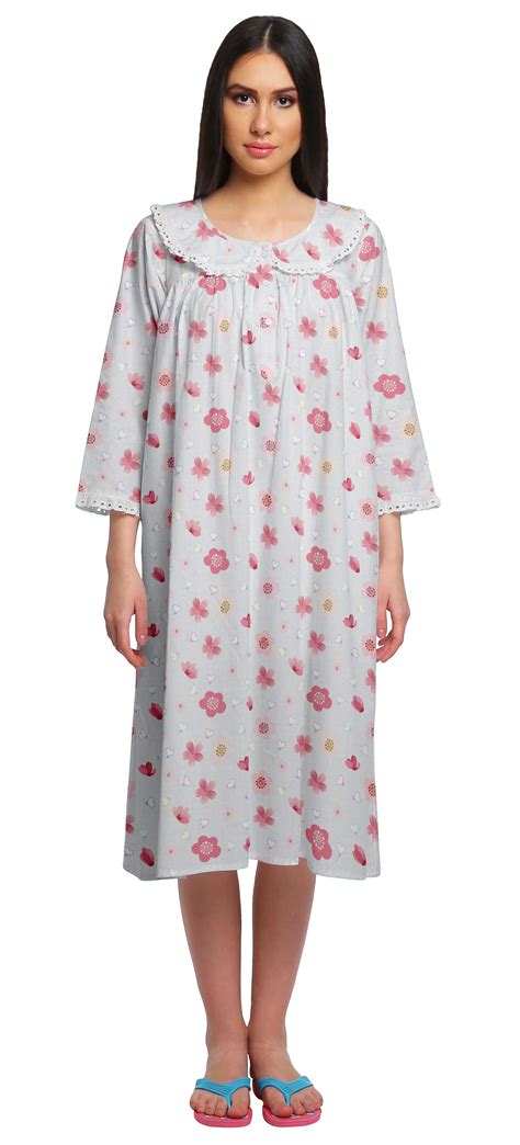 Moomaya Printed Womens Round Neck Nursing Sleepwear Cotton Nightdress
