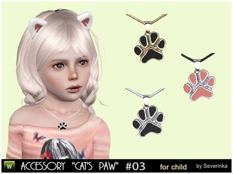 Severinkas Accessory Cats Paw Pendant Sims 4 Toddler Sims 4